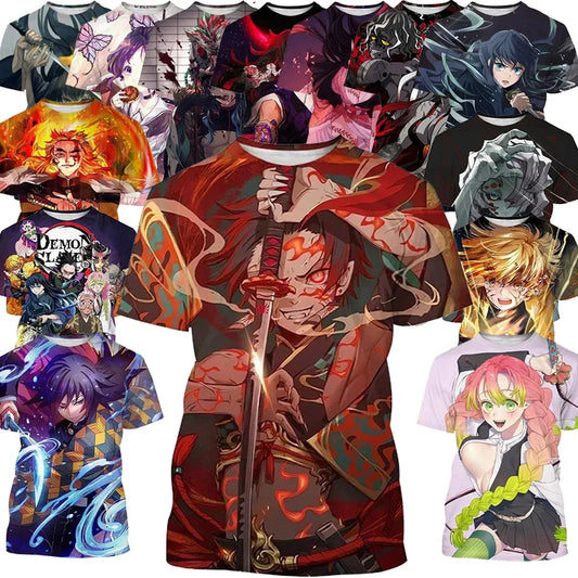 2024 3D Printing Demon Slayer - Harajuku T-shirt Top, Comfortable on the Street, Casual, New Trends, Fashion