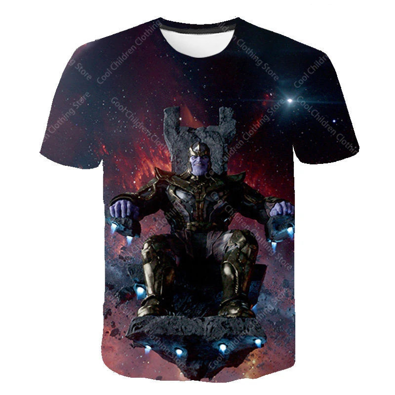 24 New Miniso Summer Boy Girl Marvel Thanos T-Shirt 3D Cartoon Printed Casual Street Tee For Man Kid/Adult Parent-Child Top