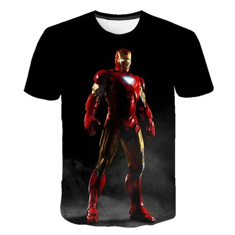 Disney Iron Man Movie Casual T-Shirts 2024 3D Tees Harajuku Graphic Short Sleeves T-Shirts Boys Tshirt Cartoon Girls Clothes