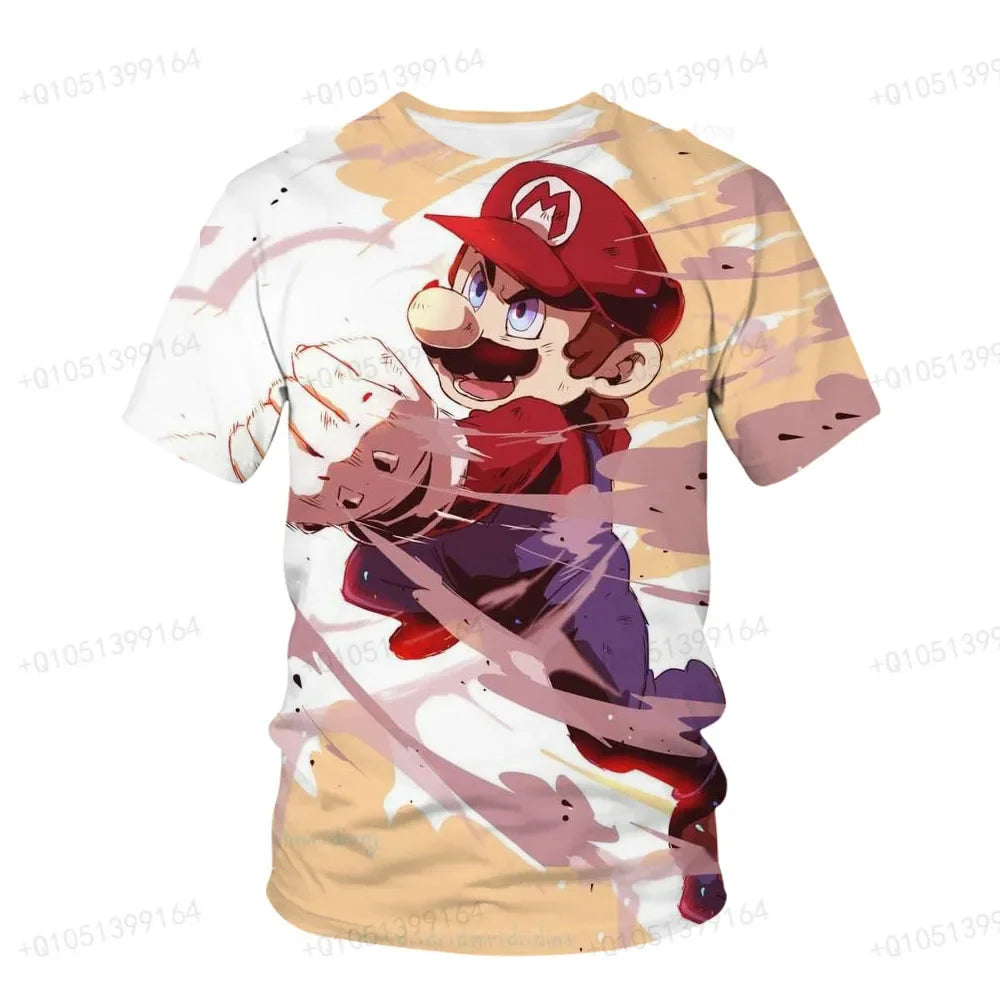 Mario Brothers Summer Fashion Short Sleeve 3D Printed T-shirt for Children Comfortable and Eye Catching