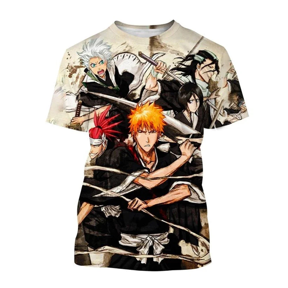 Hot sale Summer Kurosaki Ichigo 3D print T-shirt anime BLEACH fashion o neck short-sleeved men's and women's casual tops kids