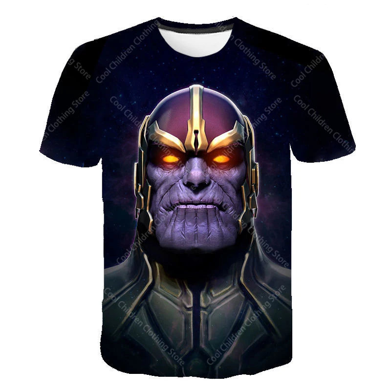 24 New Miniso Summer Boy Girl Marvel Thanos T-Shirt 3D Cartoon Printed Casual Street Tee For Man Kid/Adult Parent-Child Top