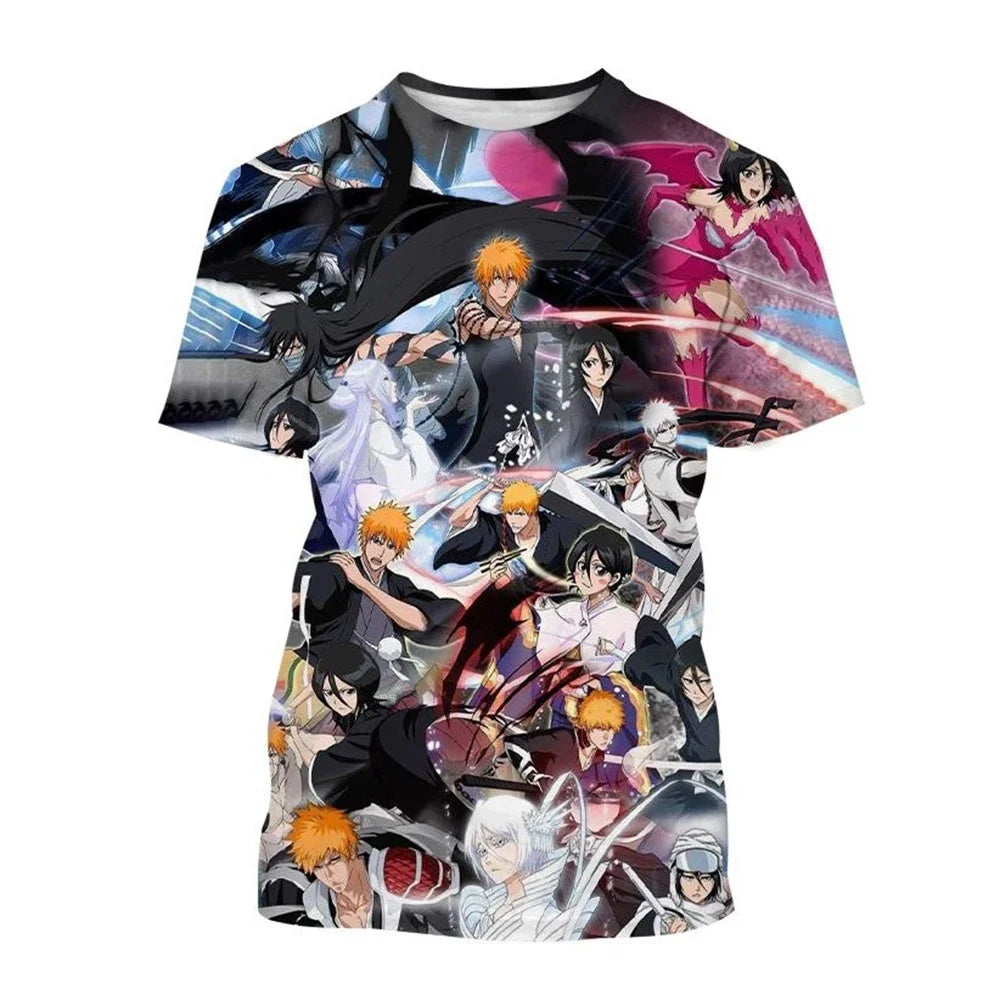 Hot sale Summer Kurosaki Ichigo 3D print T-shirt anime BLEACH fashion o neck short-sleeved men's and women's casual tops kids