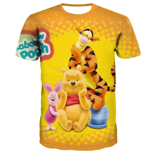 2024 Summer Disney The Tigger 3d Print T-Shirt Children Streetwear Casual Short Sleeve Children's Tshirts Boys Girls T-shirt Top