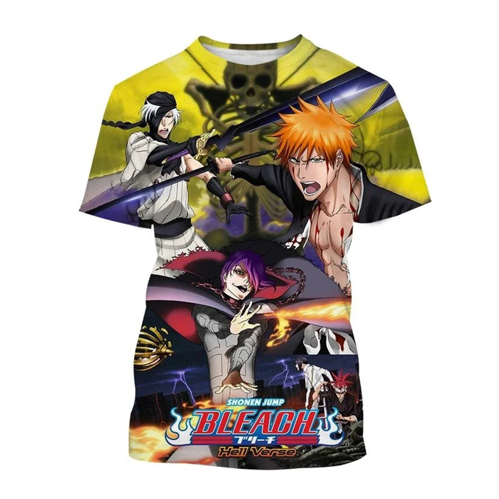 Hot sale Summer Kurosaki Ichigo 3D print T-shirt anime BLEACH fashion o neck short-sleeved men's and women's casual tops kids